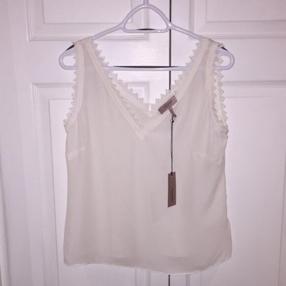 Rebecca Taylor Tailored SL Silk Lace Tank Top Snow 115 Size Small - Picture 13 of 13